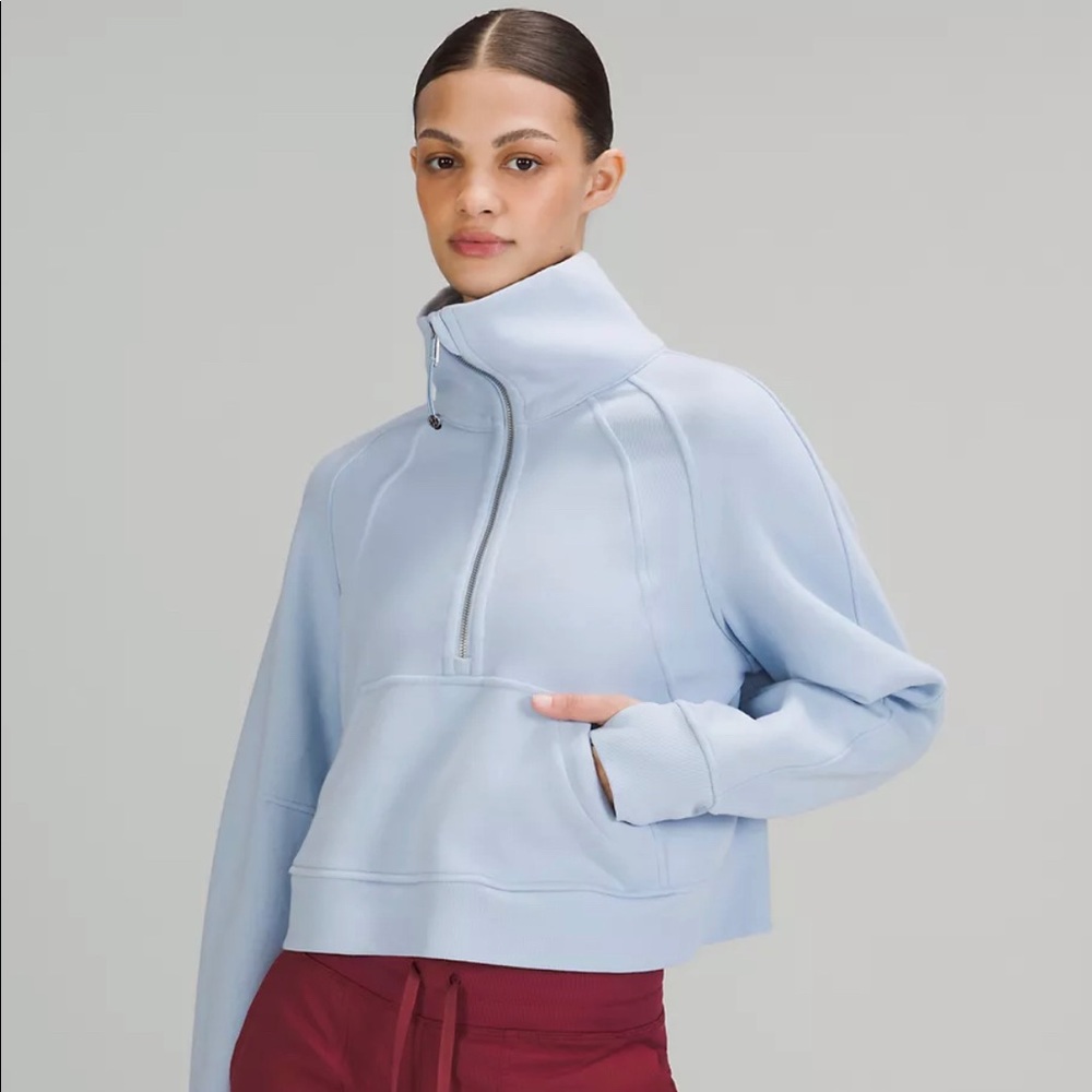 Scuba Oversized Funnel Neck Half-Zip (Blue Linen)